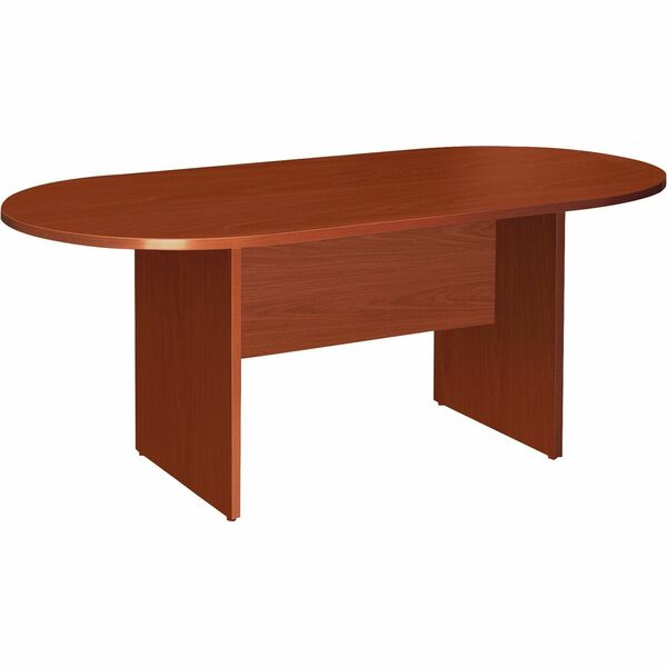 Lorell Essentials Oval Conference Table - Cherry Oval Top - 72" (1828.80 mm) Table Top Length x 70.9" (1800.23 mm) Table Top Width x 35.4" (898.53 mm) Table Top Depth x 1.3" (31.75 mm) Table Top Thickness - 29.5" (749.30 mm) Height - Conferencing - Assemb