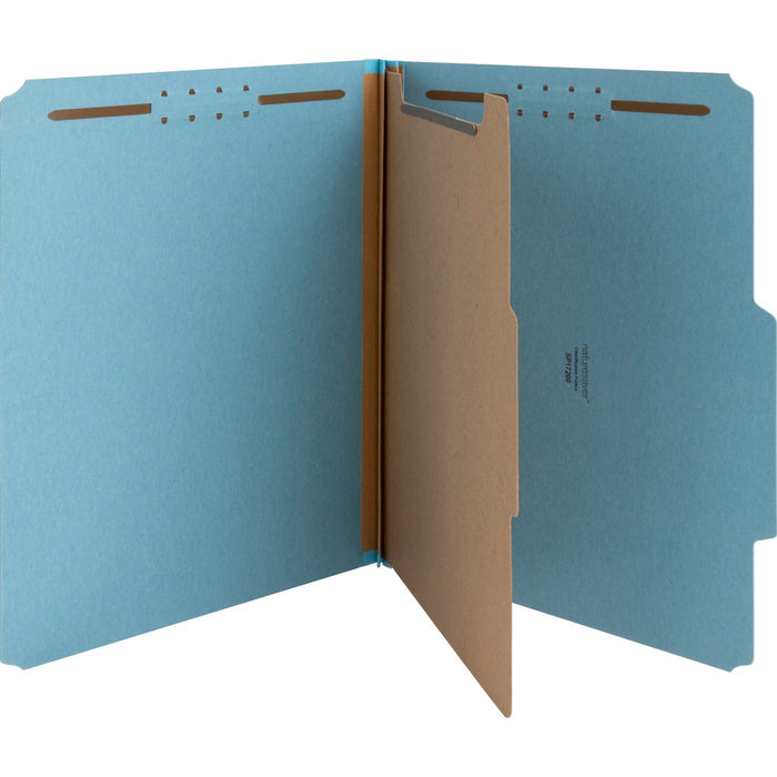 Nature Saver 1/3 Tab Cut Letter Recycled Classification Folder - 8 1/2" (215.90 mm) x 11" (279.40 mm) - 2" (50.80 mm) for Folder - Top Tab Location - 1 Divider(s) - 25 pt. (8.80 mm) - Blue - 100% Recycled - 10 / Box