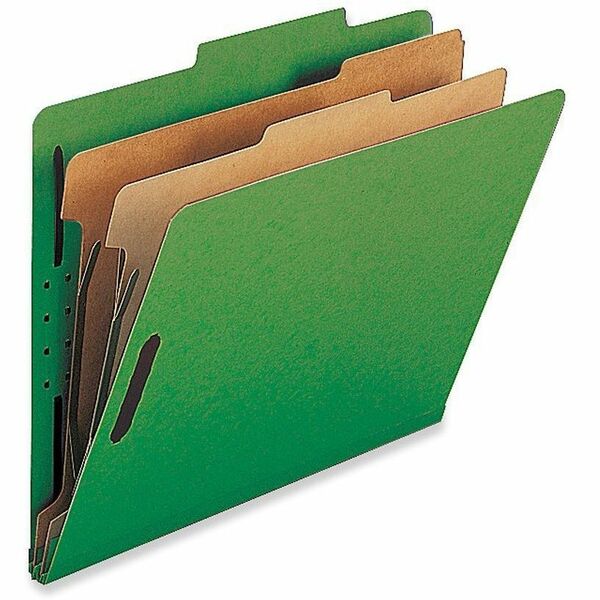 Nature Saver Legal Recycled Classification Folder - 8 1/2" (215.90 mm) x 14" (355.60 mm) - 2" (50.80 mm) Fastener Capacity for Folder - 2 Divider(s) - Green - 100% Recycled - 10 / Box