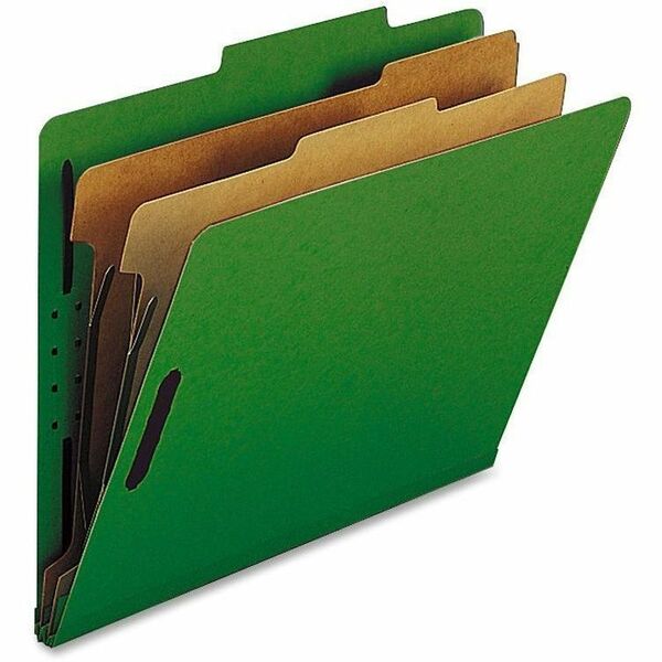 Nature Saver Letter Recycled Classification Folder - 8 1/2" (215.90 mm) x 11" (279.40 mm) - 2" (50.80 mm) Fastener Capacity for Folder - 2 Divider(s) - Green - 100% Recycled - 10 / Box