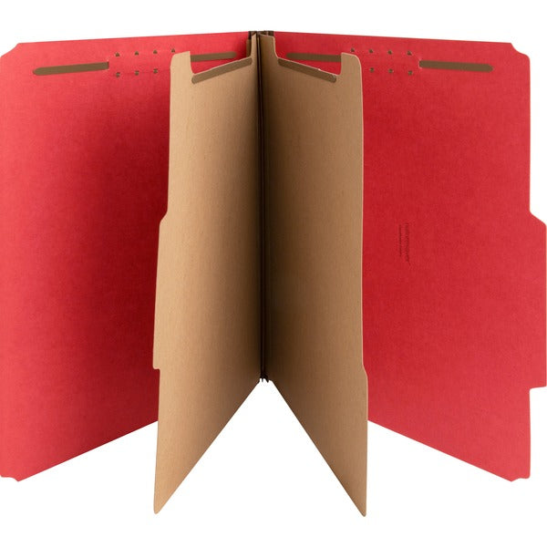 Nature Saver Letter Recycled Classification Folder - 8 1/2" (215.90 mm) x 11" (279.40 mm) - 2" (50.80 mm) for Folder - 2 Divider - 25 pt. (8.80 mm) - Red - 100% Recycled - 10 / Box
