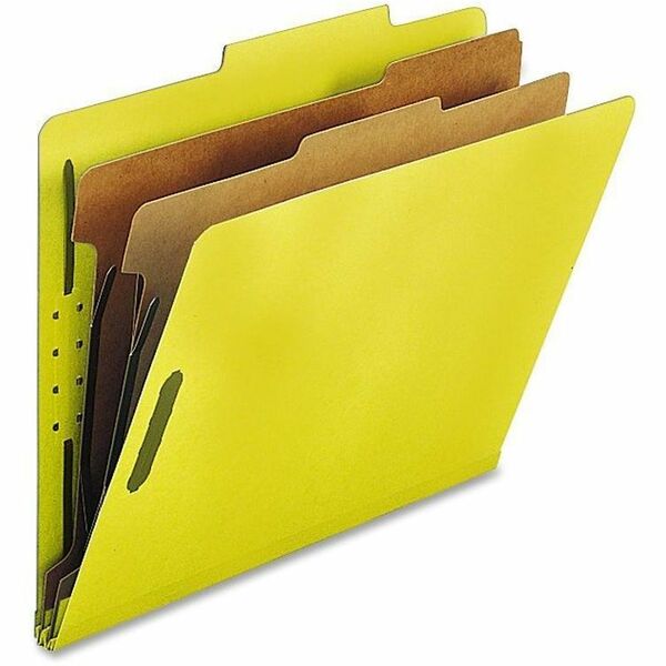 Nature Saver Letter Recycled Classification Folder - 8 1/2" (215.90 mm) x 11" (279.40 mm) - 2" (50.80 mm) Expansion - 2" (50.80 mm) Fastener Capacity for Folder - Top Tab Location - 2 Divider(s) - Yellow - 100% Recycled - 10 / Box