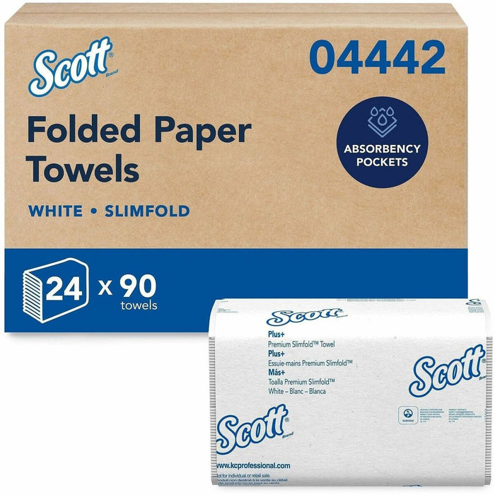 Scott Slimfold* Towels - 7.50" (190.50 mm) Width x 11.60" (294.64 mm) Length - White - 90/Pack - 1 Carton