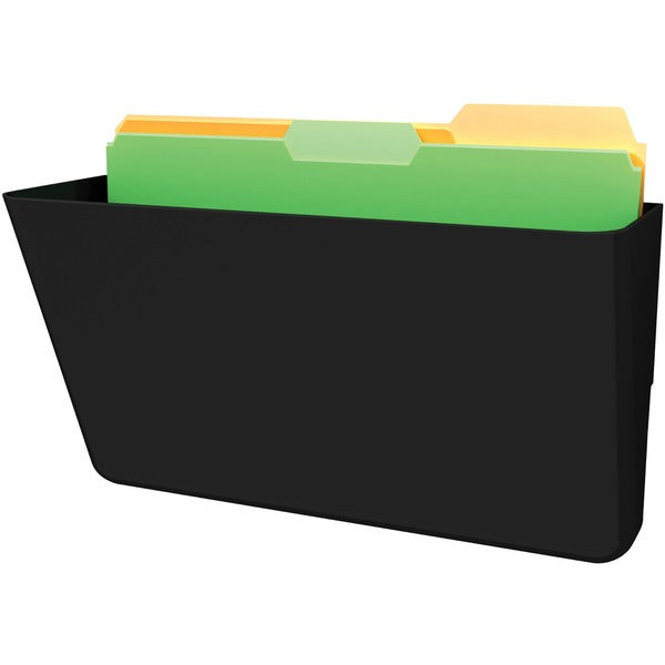 Deflecto EZ Link Sustainable DocuPocket - 1 Pocket(s) - 7" (177.80 mm) Height x 13" (330.20 mm) Width x 4" (101.60 mm) Depth - 50% Recycled - Black - Plastic - 1 Each