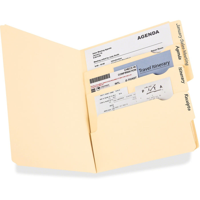 Pendaflex Letter Recycled Top Tab File Folder - 8 1/2" (215.90 mm) x 11" (279.40 mm) - 3 Internal Pocket(s) - Manila - Acid-free - 10% Recycled - 24 / Pack