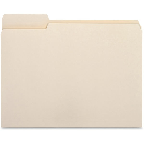 Business Source 1/3 Tab Cut Letter Recycled Top Tab File Folder - 8 1/2" (215.90 mm) x 11" (279.40 mm) - 3/4" (19.05 mm) Expansion - Top Tab Location - Left Tab Position - Manila - 10% Recycled - 100 / Box