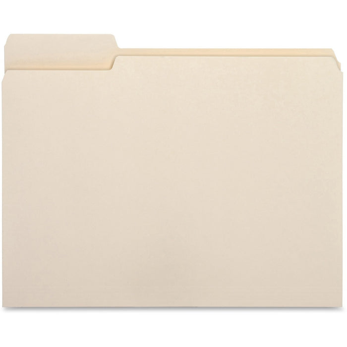 Business Source 1/3 Tab Cut Letter Recycled Top Tab File Folder - 8 1/2" (215.90 mm) x 11" (279.40 mm) - 3/4" (19.05 mm) Expansion - Top Tab Location - Left Tab Position - 11 pt. (3.87 mm) - 1 Plys - Manila - 10% Recycled - 100 / Box