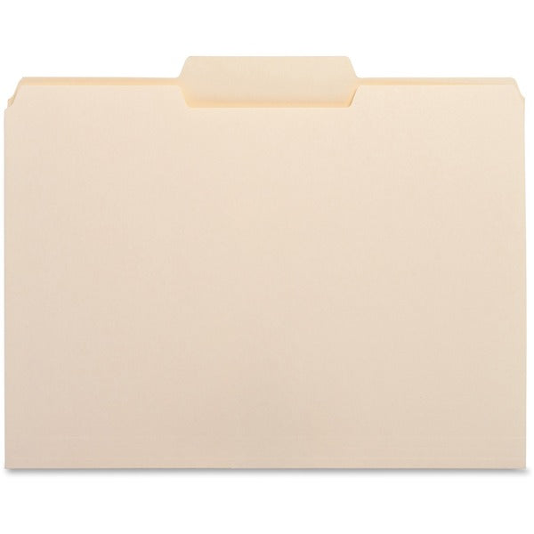 Business Source 1/3 Tab Cut Letter Recycled Top Tab File Folder - 8 1/2" (215.90 mm) x 11" (279.40 mm) - 3/4" (19.05 mm) Expansion - Top Tab Location - Center Tab Position - Manila - 10% Recycled - 100 / Box