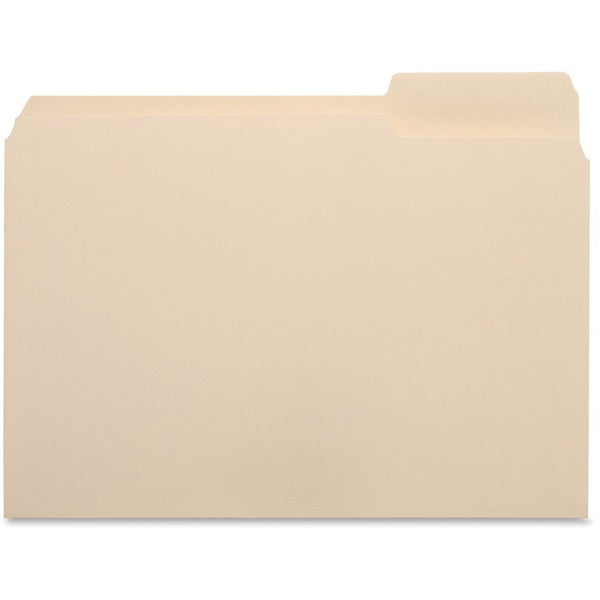 Business Source 1/3 Tab Cut Letter Recycled Top Tab File Folder - 8 1/2" (215.90 mm) x 11" (279.40 mm) - 3/4" (19.05 mm) Expansion - Top Tab Location - Right Tab Position - Manila - 10% Recycled - 100 / Box