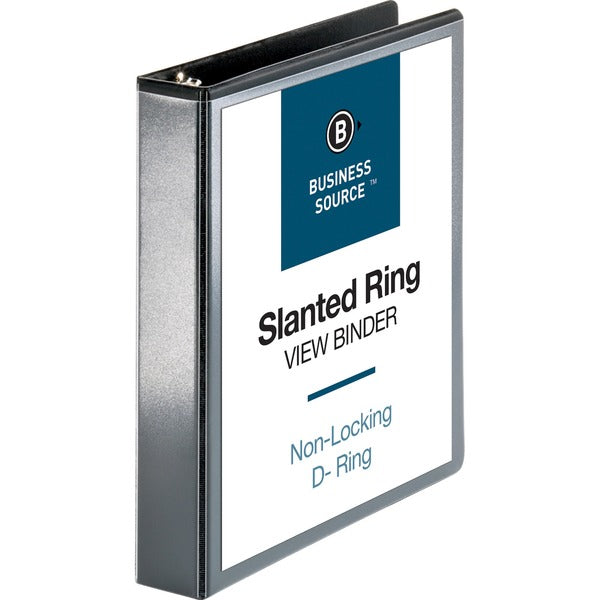 Business Source Basic D-Ring View Binders - 1 1/2" (38.10 mm) Binder Capacity - Letter - 8 1/2" (215.90 mm) x 11" (279.40 mm) Sheet Size - Fastener(s): D-Ring - Polypropylene - Black - Clear Overlay - 1 Each