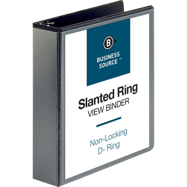 Business Source Basic D-Ring View Binders - 2" (50.80 mm) Binder Capacity - Letter - 8 1/2" (215.90 mm) x 11" (279.40 mm) Sheet Size - Fastener: D-Ring - Polypropylene - Black - Clear Overlay - 1 Each