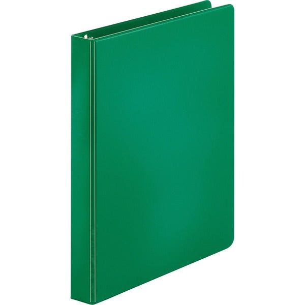 Business Source Basic Round Ring Binder - 1" (25.40 mm) Binder Capacity - Letter - 8 1/2" (215.90 mm) x 11" (279.40 mm) Sheet Size - 225 Sheet Capacity - 3 Ring - Fastener: Round Ring - Chipboard, Polypropylene - Green - Open and Closed Triggers, Sturdy,