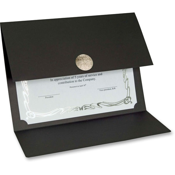 St. James&reg; 83566 Recycled Certificate Holder - Linen - Black - 5 / Pack