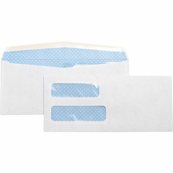 Business Source No. 10 Double-Window Invoice Envelopes - Double Window - #10 - 9 1/2" (241.30 mm) Width x 4 1/8" (104.78 mm) Length - 24 lb (10886.22 g) - Gummed - White - Wove - 500 / Box