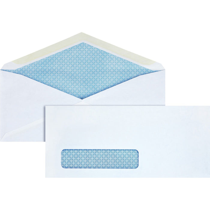 Business Source No. 10 Tinted Diagonal Seam Window Envelopes - Security - #10 - 9 1/2" (241.30 mm) Width x 4 1/8" (104.78 mm) Length - 24 lb (10886.22 g) - Gummed - White - Wove - 1 Box