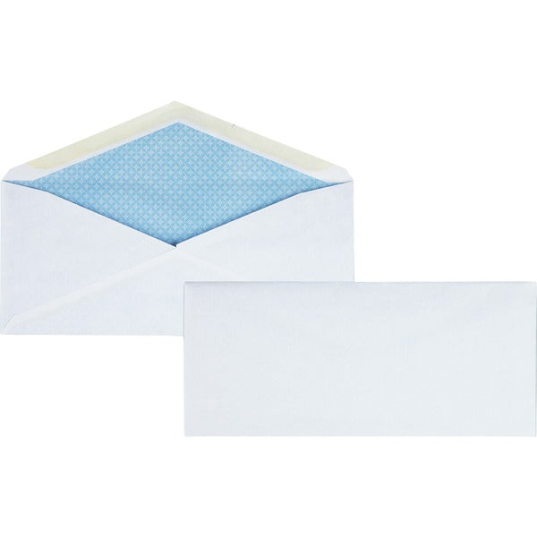 Business Source No.10 Regular Tint Security Envelopes - Security - #10 - 4 1/8" (104.65 mm) Width x 9 1/2" (241.30 mm) Length - 24 lb (10886.22 g) - Gummed - White - Wove - 1 Box