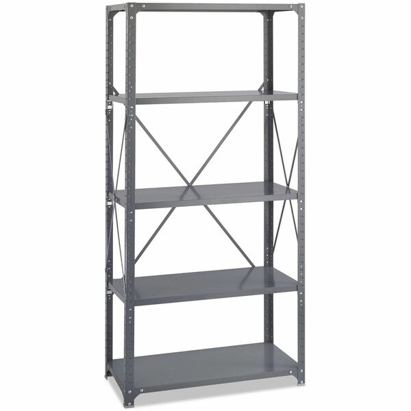 Safco Commercial 5 Shelf Kit - 36" (914.40 mm) Width x 18" (457.20 mm) Depth x 75" (1905 mm) Height - 5 x Shelf(ves) - 3750 lb (1700971.39 g) Load Capacity - Double-sided - Gray - Powder Coated, Dark Gray - Steel - Assembly Required