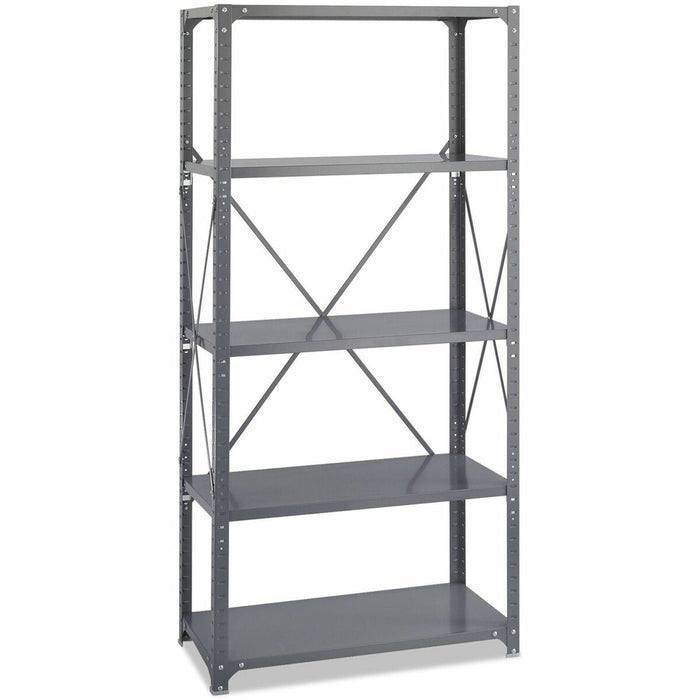 Safco Commercial 5 Shelf Kit - 36" (91.44 cm) Width x 18" (45.72 cm) Depth x 75" (190.50 cm) Height - 5 x Shelf(ves) - 3750 lb (1700971.39 g) Load Capacity - Double-sided - Gray - Powder Coated, Dark Gray - Steel - No - Assembly Required