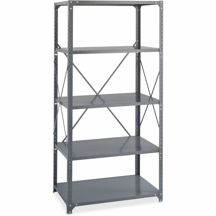 Safco Commercial 5 Shelf Kit - 36" (91.44 cm) Width x 24" (60.96 cm) Depth x 75" (190.50 cm) Height - 5 x Shelf(ves) - 3750 lb (1700971.39 g) Load Capacity - Double-sided - Gray - Powder Coated, Dark Gray - Steel - No - Assembly Required