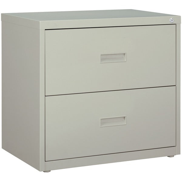 Lorell Value Lateral File - 2-Drawer - 30" (762 mm) Width x 18.6" (473.08 mm) Depth x 28.1" (714.38 mm) Height - 2 x Drawer(s) for File - A4, Letter, Legal - Interlocking, Ball-bearing Suspension, Adjustable Glide - Light Gray - Steel - Recycled