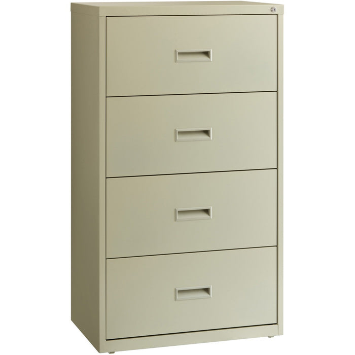Lorell Value Lateral File - 4-Drawer - 30" (76.20 cm) Width x 18.63" (47.31 cm) Depth x 52.50" (133.35 cm) Height - 4 x Drawer(s) for File - A4, Legal, Letter - Interlocking, Adjustable Glide, Ball-bearing Suspension, Label Holder - Putty - Steel - Recycl
