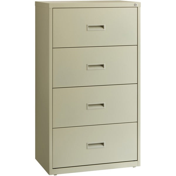 Lorell Value Lateral File - 4-Drawer - 30" (76.20 cm) Width x 18.63" (47.31 cm) Depth x 52.50" (133.35 cm) Height - 4 x Drawer(s) for File - A4, Legal, Letter - Interlocking, Adjustable Glide, Ball-bearing Suspension, Label Holder - Putty - Steel - Recycl