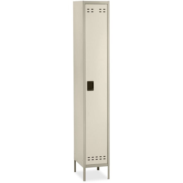 Safco Single-Tier Two-tone Locker with Legs - 18" (45.72 cm) Width x 12" (30.48 cm) Depth x 78" (198.12 cm) Height - Recessed Locking Handle - Tan - Steel