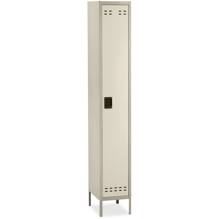 Safco Single-Tier Two-tone Locker with Legs - 18" (45.72 cm) Width x 12" (30.48 cm) Depth x 78" (198.12 cm) Height - Recessed Locking Handle - Tan - Steel - No