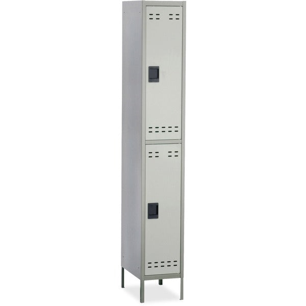 Safco Double-Tier Two-tone Locker with legs - 12" (304.80 mm) Width x 18" (457.20 mm) Depth x 78" (1981.20 mm) Height - Recessed Locking Handle - Gray - Steel