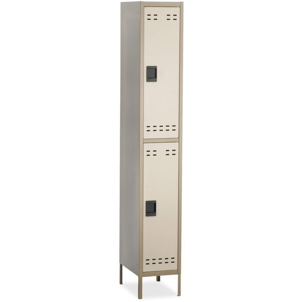 Safco Double-Tier Two-tone Locker with legs - 12" (304.80 mm) Width x 18" (457.20 mm) Depth x 78" (1981.20 mm) Height - Recessed Locking Handle - Tan - Steel