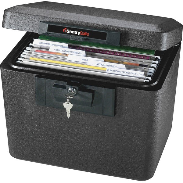 Sentry Safe Security Fire File - Key Lock - Fire Resistant - Overall Size 13.6" (344.49 mm) Height x 15.3" (387.35 mm) Width x 12.1" (307.97 mm) Depth - Black - Steel
