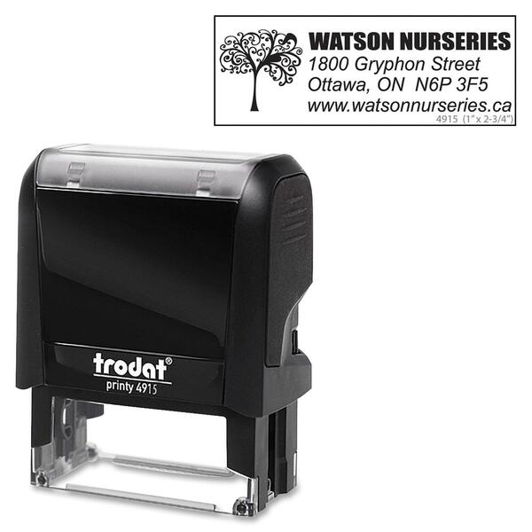 Trodat Climate Neutral 4915 Self-inking Stamp - 2.76" (70 mm) Impression Width x 0.98" (25 mm) Impression Length - Black - 1 Each