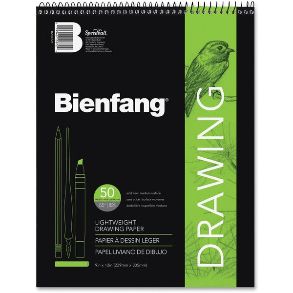 Bienfang Giant Drawing Pad - 50 Sheets - Plain - Book Bound - 55 lb (24947.58 g) Basis Weight - 9" (228.60 mm) x 12" (304.80 mm) Sheet Size - White Paper - Mediumweight, Acid-free - 1 Each