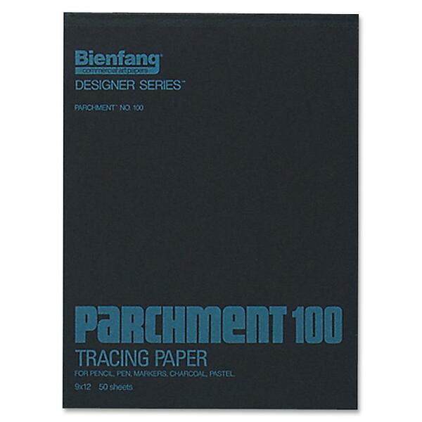 Bienfang Parchment Tracing Paper Pad - 50 Sheets - Plain - 25 lb Basis Weight - 9" x 12" - Black Cover - Lightweight - 1 Each