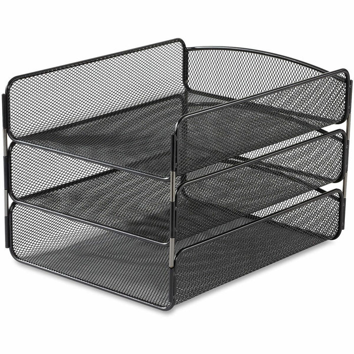 Safco Onyx Letter Tray - 8" (203.20 mm) Height x 9.3" (234.95 mm) Width x 11.8" (298.45 mm) Depth - Desktop - Stackable, Sturdy - Powder Coated - Black - Steel - 1 Each