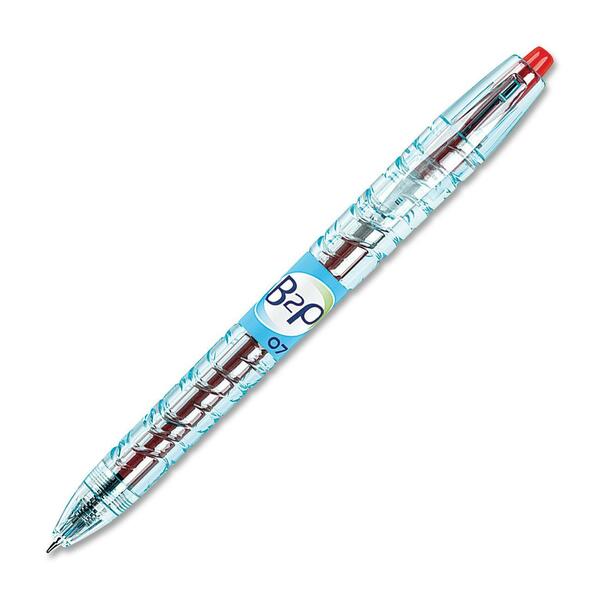 B2P BeGreen Rollerball Pen - Fine Pen Point - 0.7 mm Pen Point Size - Retractable - Red Gel-based Ink - Translucent Plastic Barrel - 10 / Box