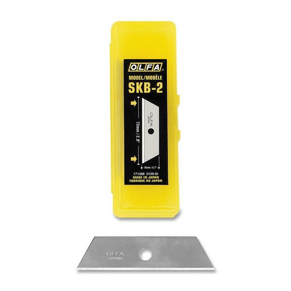 Olfa Dual Edged Trapezoid Safety Knife Blade - 23.62 mil (0.60 mm) Thickness - Steel - Silver - 10 / Pack