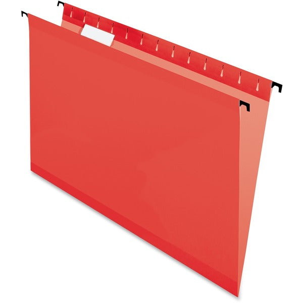 Pendaflex SureHook 6153CRED Legal Recycled Hanging Folder - 8 1/2" (215.90 mm) x 14" (355.60 mm) - Red - Built-in Tension Spring - 10% Recycled - 20 / Box