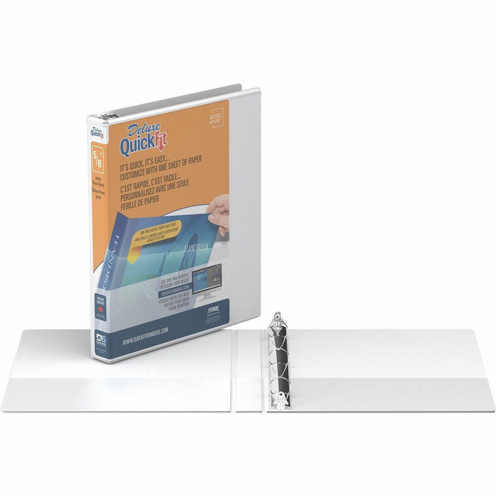 Davis Group Ring Binder - 5/8" (15.88 mm) Binder Capacity - 8 1/2" (215.90 mm) x 5 1/2" (139.70 mm) Sheet Size - 100 Sheet Capacity - 3 x 0.63" (15.88 mm) Ring - Fastener: Round Ring - Pocket: 2, Internal - Polypropylene - White - Recycled - Clear Overlay
