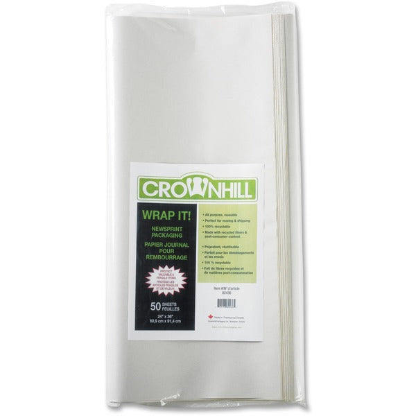 Crownhill Newsprint Sheet - 24" x 36" - 50 / Pack - White