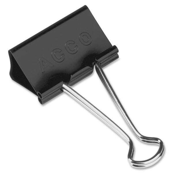 ACCO Medium Foldback Binder Clips 1 5/8" wide (5/8 capacity) - Medium - 1.63" (41.28 mm) Width - 0.6" Size Capacity - for Document, Binding, Office, Classroom - Rust Resistant, Foldable - 12 / Box - Black - Tempered Steel