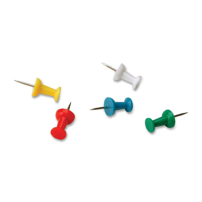 ACCO Pushpin - 0.50" (12.70 mm) Length x 0.25" (6.35 mm) Diameter - Red, White, Blue, Yellow, Green - 100 / Box