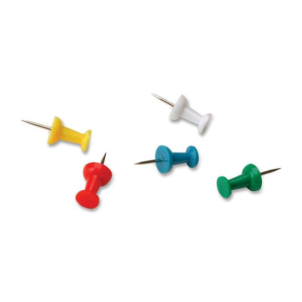 ACCO Pushpin - 0.50" (12.70 mm) Length x 0.25" (6.35 mm) Diameter - 100 / Box - Red, White, Blue, Yellow, Green