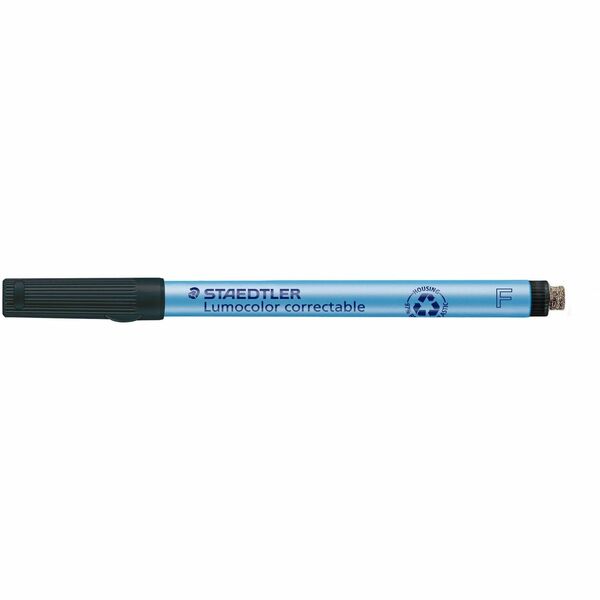 Lumocolor 305F9 Dry-Erase Marker - 0.6 mm (0.02") Fine Marker Point - Refillable - Erasable - Black Ink - Plastic Barrel - 10 / Pack