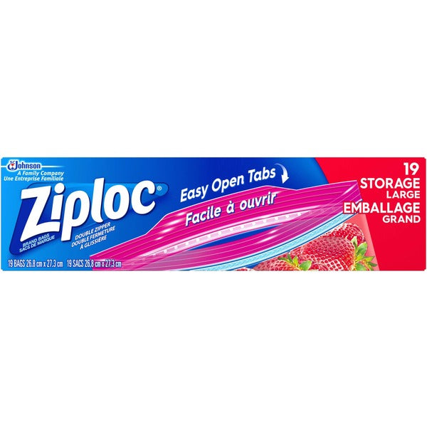 Ziploc&reg; Storage Bags - Large Size - 3.79 L Capacity - 10.75" (273.05 mm) Width x 10.55" (267.97 mm) Length - Multi - Plastic - 19/Box - Food, Vegetables, Cosmetics, Seafood, Poultry, Meat, Yarn, Fruit, Business Card, Map