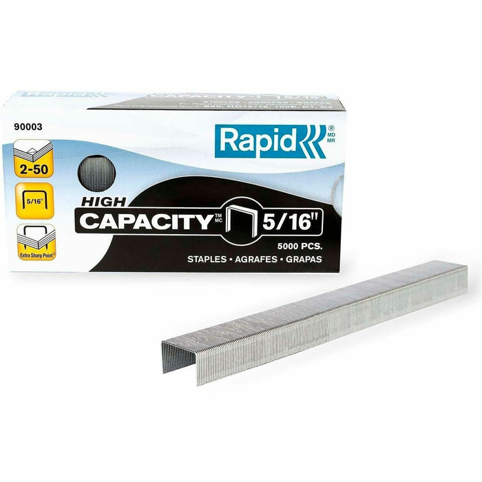 Rapid High Capacity 5/16" Staples - High Capacity - 5/16" - 0.31" Leg - 0.5" Crown - 50 sheets capacity - 5000 / Box - Galvanized - Silver