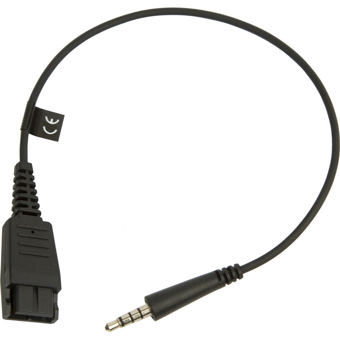 Jabra Quick Disconnect (QD) to straight 3.5 mm Jack Cord - Mini-phone/Quick Disconnect Audio Cable for Headphone, Smartphone, Speakerphone - First End: Mini-phone Audio - Male - Second End: Quick Disconnect Audio - Male - Extension Cable - Black - 1 Each