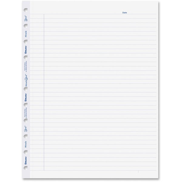 Blueline MiracleBind Notebook Refill Pages - Letter - 50 Sheets - 100 Pages - Ruled Margin - Letter - 8 1/2" (215.90 mm) x 11" (279.40 mm) Sheet Size - White Paper - Micro Perforated, Repositionable, Acid-free, Punched, Removable - Recycled - 50 Pack