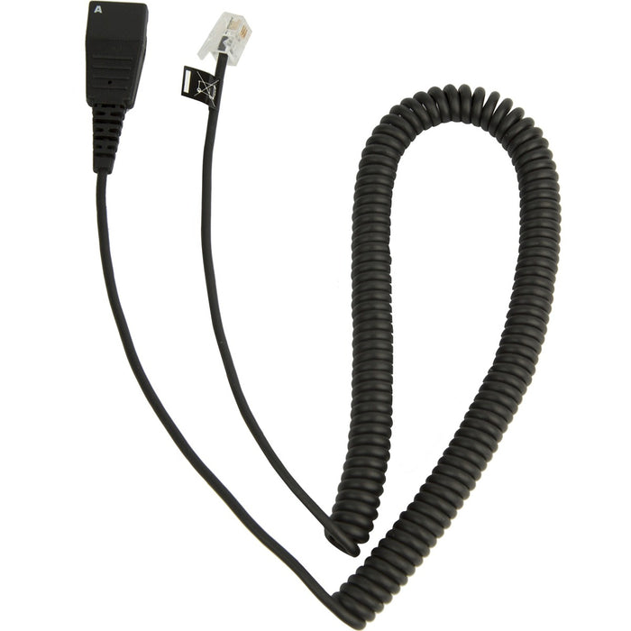 Jabra Cord - QD to Modular RJ extension coiled cord for Cisco IP - 6.6 ft (2 m) Quick Disconnect/RJ-9 Phone Cable for Headset, IP Phone - First End: 1 x Quick Disconnect - Second End: 1 x RJ-9 Phone - Black - 1 Each