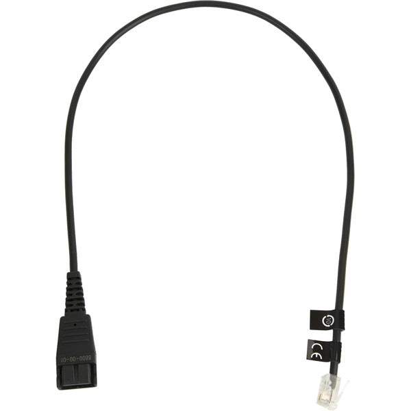 Jabra Quick Disconnect Cord - 1.6 ft (0.50 m) Quick Disconnect/RJ-9 Data Transfer Cable for Headset, Phone - First End: 1 x Quick Disconnect - Second End: 1 x 4-pin RJ-9 - Black - 1 Each